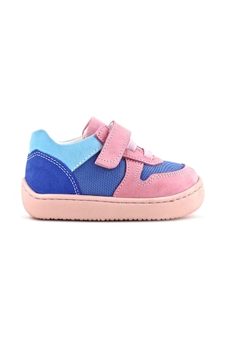 Rakerplus Bob Hakiki Deri Mavi Pembe Barefoot Cırtlı Lastikli Bebek Sneaker Ayakkabı Pembe