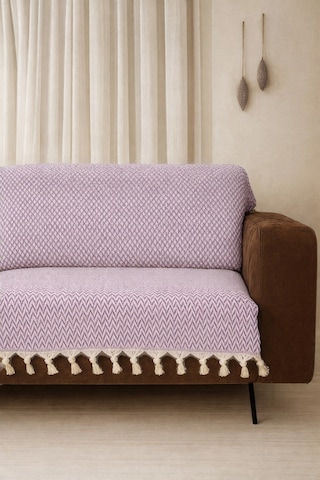 Lunga Vita Başak Desen Dokuma %100 Pamuklu Çok Amaçlı Pike Koltuk Örtüsü 180x230 Lila