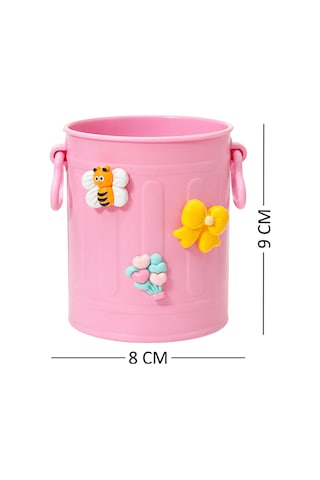 Sevimli Stickerlı Masaüstü Kalemlik Organizer - Pembe