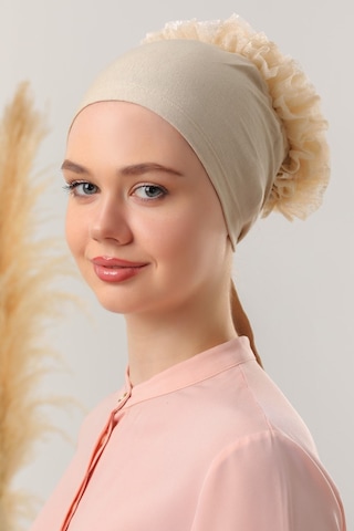 Melodi Scarf Tesettür Fırfırlı Bone Bej Bej