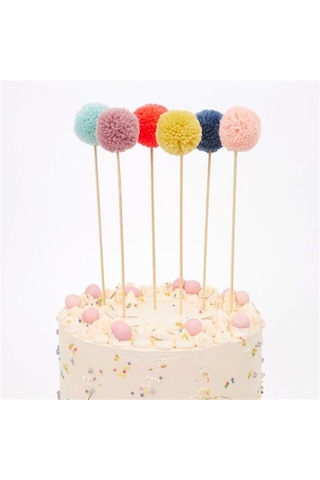 Meri Meri - Multi Pompom Cake Toppers - Çok Ponponlu Pasta Süsü Tüm Yaşlar