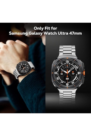 Samsung Galaxy Watch 7 Ultra 47mm Uyumlu Paslanmaz Çelik Akıllı Saat Kordonu Metal Toka