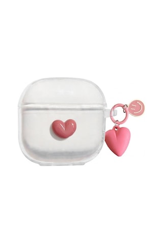 Caseonn Huawei Freebuds Se 4 Anc Kılıf Transparan Smiley Kalp Pembe