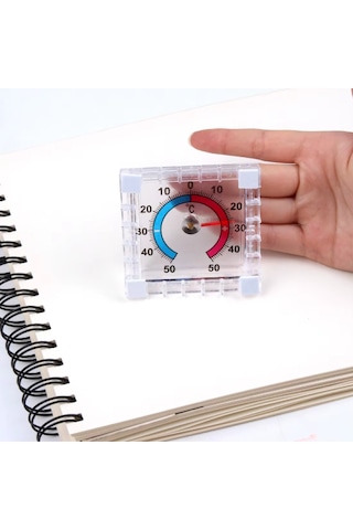 Bimetalik Kare Termometre Yapışkanlı Analog Ortam Sıcaklık Ölçer -50 C / +50 C