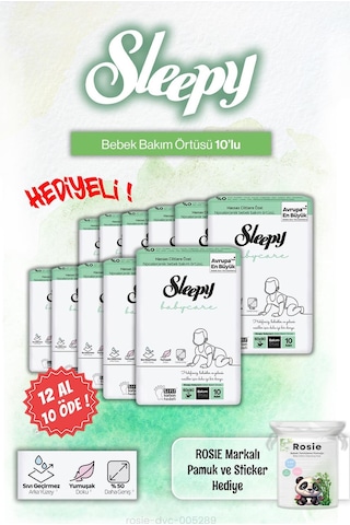 12 Al 10 Öde Sleepy Babycare 10'lu Bebek Bakım Örtüsü Ve Rosie Pamuk Hediye Diğer