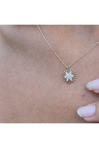 Aşk Pusulası Tarz Şans Taşlı Modern Tasarım Tarz Stil 14 Ayar Altın Kolye-aşk Pusulası Şans Kolyesi