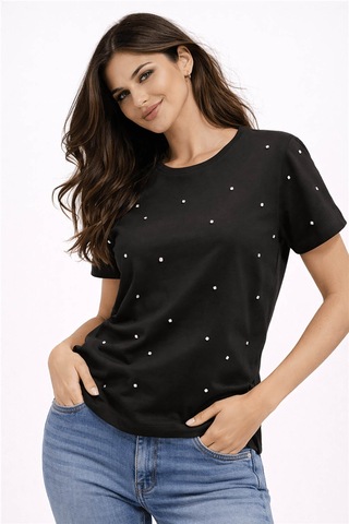 Fashion Friends Taş Detaylı Siyah Kadın Bluz 26y0104k1