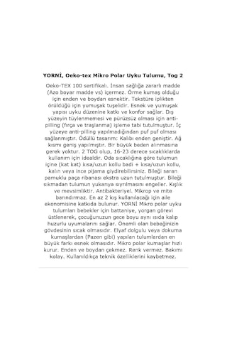 Nakışlı Uzun Kollu Oeko-tex Mikro Polar Bebek Çocuk Uyku Tulumu Unisex Tog 2 Genel