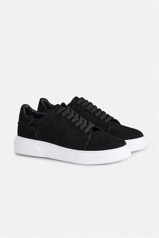 Süvari Siyah Gerçek Deri Bağcıklı Sneakers Say2001500041-s09