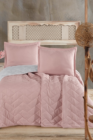Microfiber Çift Kişilik Yatak Örtüsü Seti Aragon Pudra