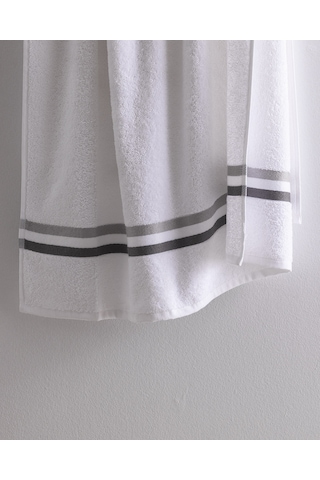 Madame Coco Rosabelle Pamuklu Banyo Havlusu - Beyaz/gri - 70x140 Cm 8684427297308