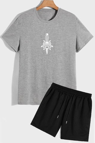 Uyguntarz Anime Şort T-shirt Eşofman Takımı Gri