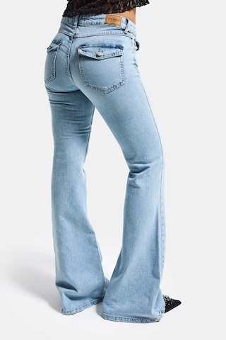 it's basic Kadın Ice Rengi 4s6-3 Sln05 Mide Rise Flare Fit Süper Esnek Kumaş İç Boy 83cm Denim Jean Buz Mavi