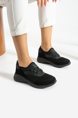 Siyah Anatomik Esnek Taban Slip-on Spor Ayakkabı Günlük Sneaker Siyah
