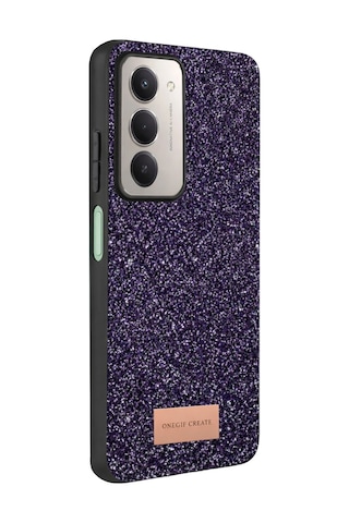 Xiaomi Redmi 15 4g Uyumlu Parlak Simli Taşlı Premium Kalite Kadın Telefon Kılıfı Kapak Derin Mor