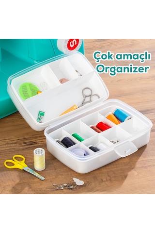 Porsima 1192 Premium 12 Bölmeli Çok Amaçlı Organizer Saklama Kabı Beyaz