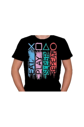 Eat Play Sleep Repeat Replay Ps4 Tişört Unisex T-shirt 001
