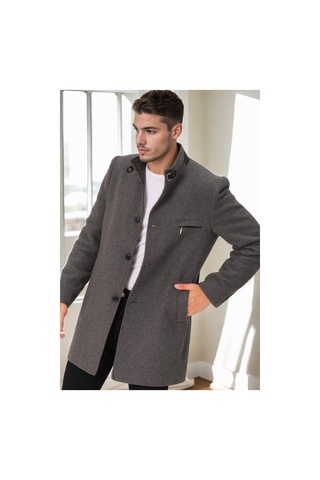 Plt9367 Dewberry Erkek Palto-düz Gri Düz Gri