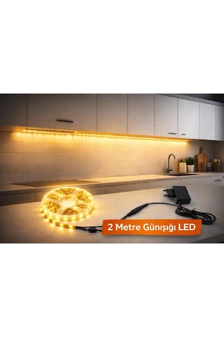 Mutfak Tezgah Üstü Için 2 M Günışığı Şerit Led12v Adaptör Tak Çalıştır Aç Kapa Anahtar