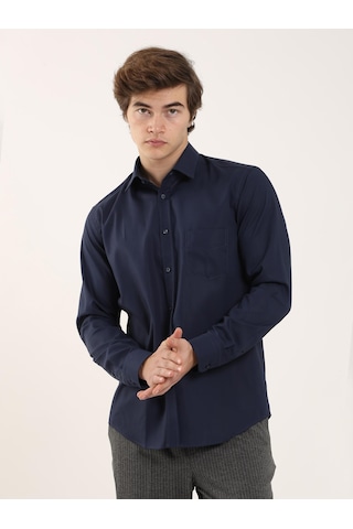 Dufy Lacivert Erkek Regular Fit Uzun Kol Gömlek - 92838 Lacivert