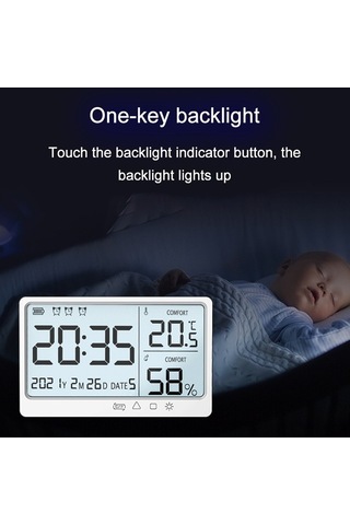 Dancemonkey Yüksek Hassasiyetli Dijital Termometre Ve Nem Ölçer - Alarmlı Saat