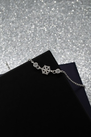 Parmas Design Kar Tanesi Minimal 925 Ayar Gümüş Ayarlanabilir Kadın Bileklik - Gümüş