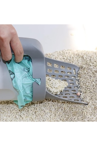 Markapet Hazneli Kedi Kumu Küreği Çöp Poşetli