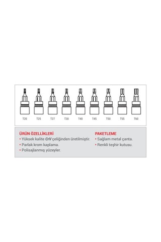 Dht D02128209 1/2 Torx Bits Lokma Takımı 9 Parça