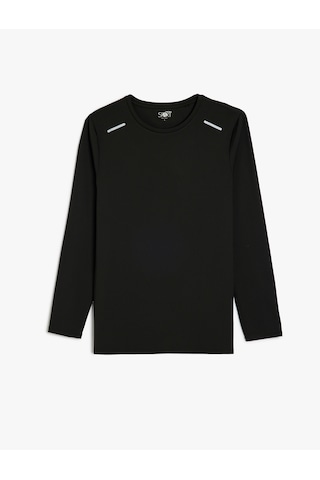 Koton Uzun Kollu Bisiklet Yaka Geometrik Baskılı Basic Spor Sweatshirt Siyah 5sam70018nk Siyah