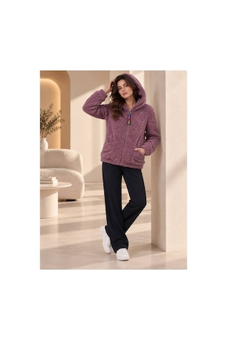 Öners Kadın Kapşonlu Peluş Fermuarlı Sweat Oversize Yumuşak Polar Hoodie Kışlık Sıcak Tutucu Gümüş Gümüş