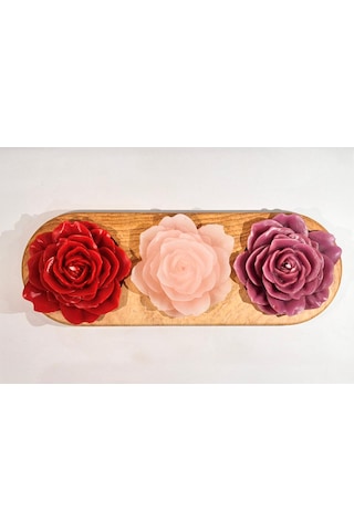 Authentic Candle-el Yapımı Gül Mum Kırmızı-pembe-mor
