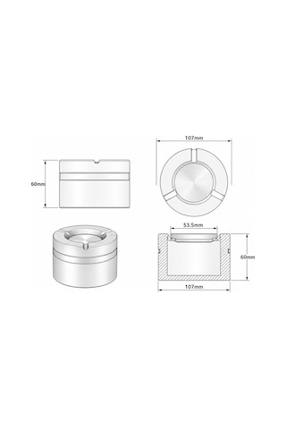 Sunup Sn-37926 Araç Ev Dış Mekan İçin Metal Küllük Kaydırmaz Tabanlı Açılır Kapanır