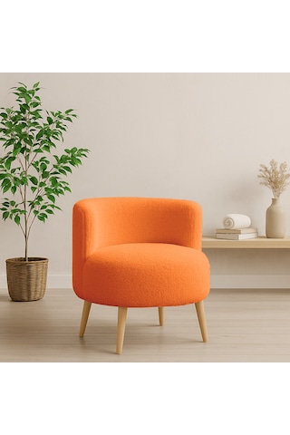 Sydney Berjer - Welsoft Kumaş Modern Tekli Koltuk - Turuncu Vizon