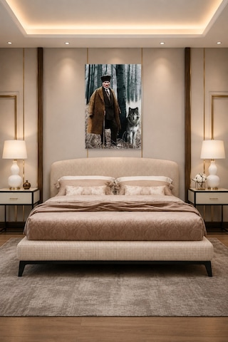 Tam Renk Mustafa Kemal Atatürk Ormanda Asil Kurt Ar03088 Dekoratif Kanvas Duvar Tablosu Çok Renkli