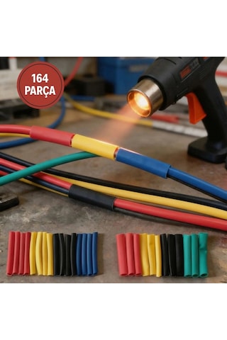 Daralan Makaron Seti 164 Parça Isı İle Elektrik Kablo İzolasyon Ve Koruma Kılıfı Shrink Tube Set Renkli