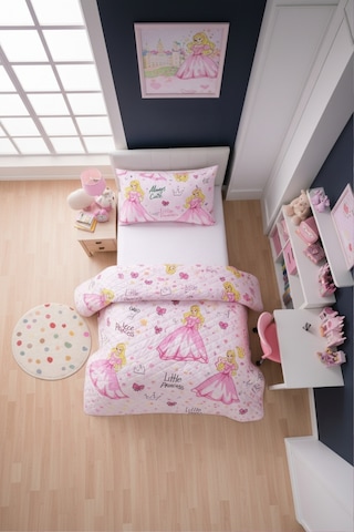 Kız Çocuk Genç Pike Yatak Örtüsü Takımı Prenses Desen Kapitone Pamuklu 4 Mevsim Çarşafsız 160x230 Pembe