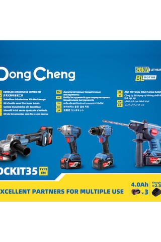 Dong Cheng DCKIT35 4'lü Set Kırıcı Delici + Darbeli Vidalama + Taşlama + Somun Sıkma