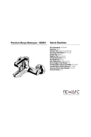 Newarc Premium Banyo Bataryası Krom
