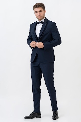 White Stone Amsterdam D0115 Slim Fit 6 Drop Şal Yaka Damatlık Takım Elbise K.Laci - 52 Koyu Lacivert