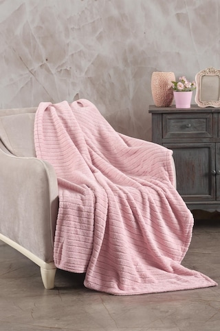Zeynep Tekstil Cotonila Comfy Çizgili Wellsoft Tv Battaniyesi Pembe 110 x 180