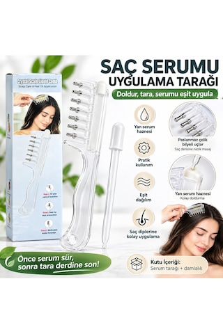 Bijutakı Sıvı Hazneli Saç Serum Uygulama Tarağı Masaj Başlıklı Pratik Saç Bakım Tarağı Serum Tarağı