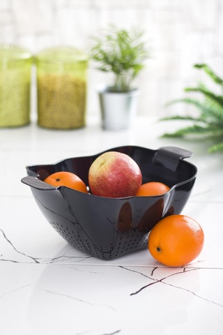 Akrilik Siyah Makarna Süzgeçi & Sebze Meyve Süzgeçi Siyah 32 23 Cm Diğer