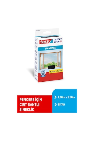 Sineklik, Standart, Cırt Bantlı, Pencere İçin, Kesilerek Ayarlanabilir, Siyah, 1.30m X 1.50m