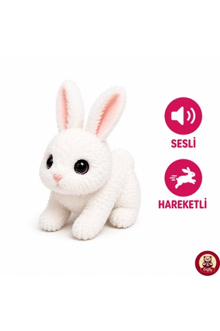 Oyuncak Tavşan Taşıma Çantalı Sesli Hareketli Pilli, Emekleme Oyuncağı Aksesuarlı Çocuklar İçin Eğitici Hayvan Sevgisi Pembe