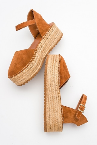 Luvishoes Viba Taba Süet Hakiki Deri Kadın Sandalet Taba
