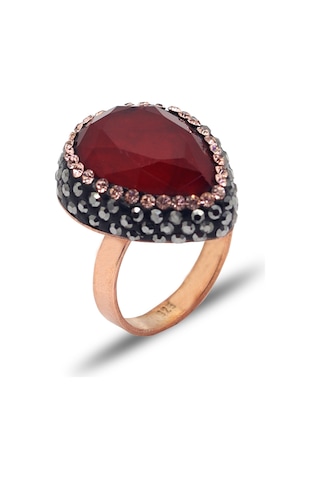 Yakut Ve Swarovski Taşlı 925 Ayar Gümüş Kadın Üçlü Set 201025576
