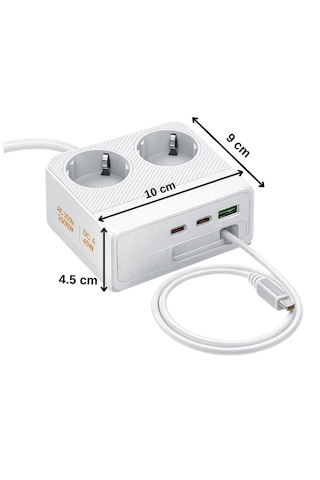45w Pd Hızlı Şarjlı 2 Li Akım Korumalı Priz 2x Type-c + Usb-a 2500w Çoklu Şarj İstasyonu 1