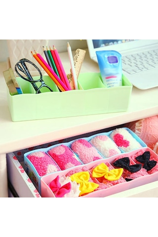 Yaozixa Yeşil 5 Bölmeli Pp Malzeme Çekmecelik Organizer - Giyim, Çorap, Kozmetik Ve Masa Üstü Depolama Kutusu Diğer