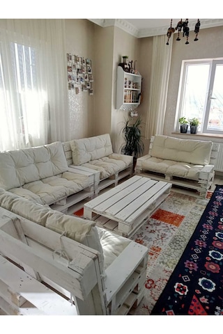 Dış Mekan Palet Minderi Seti Takımı Krem 120x80 120x40 Rmskrem Bej