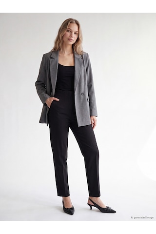 Lcw Vision Gri Kruvaze Yaka Kadın Blazer Ceket